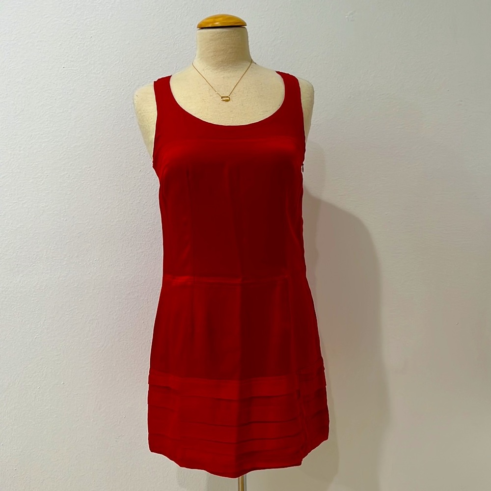 CNC Costume National 100% Silk Red Mini Dress Size 6 Holiday